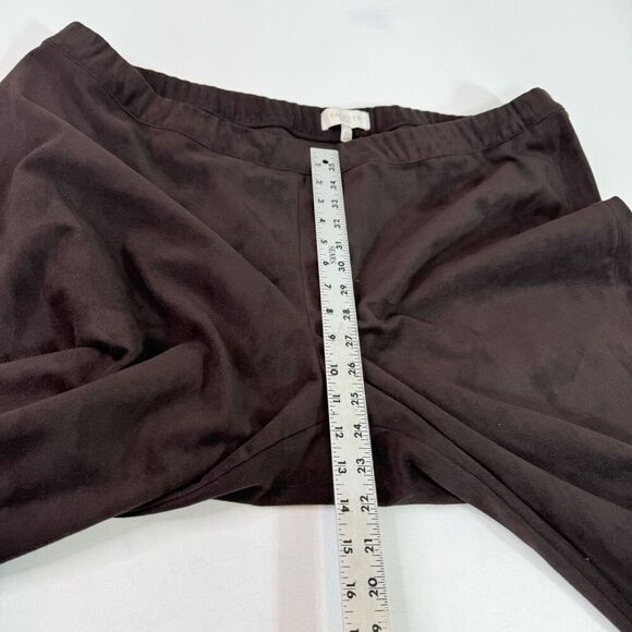 Talbots Pants Women 20W Brown Stretch Faux Leather Suede Velour Pull on Tapered - Picture 5 of 10